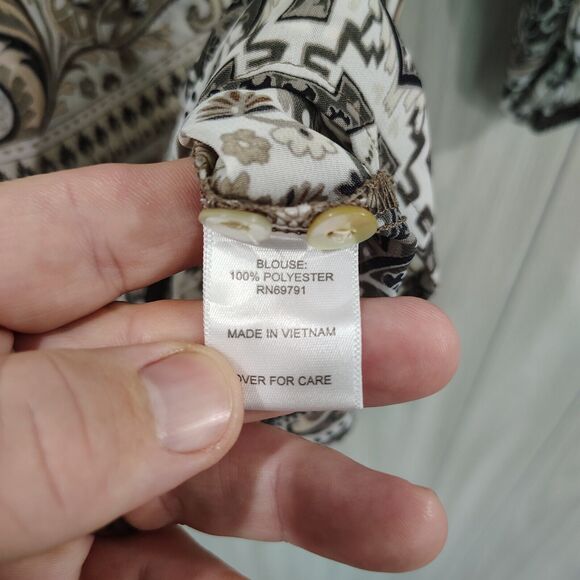 Valerie Stevens Sheer Multicolor Pullover Long Sleeve Blouse Elastic Sleeve PM - Picture 5 of 8